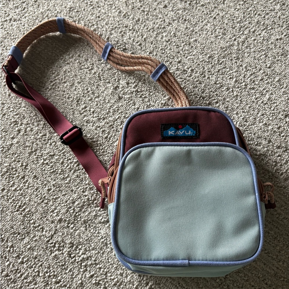 KAVU Two-Tone Crossbody Bag - Brown and Blue